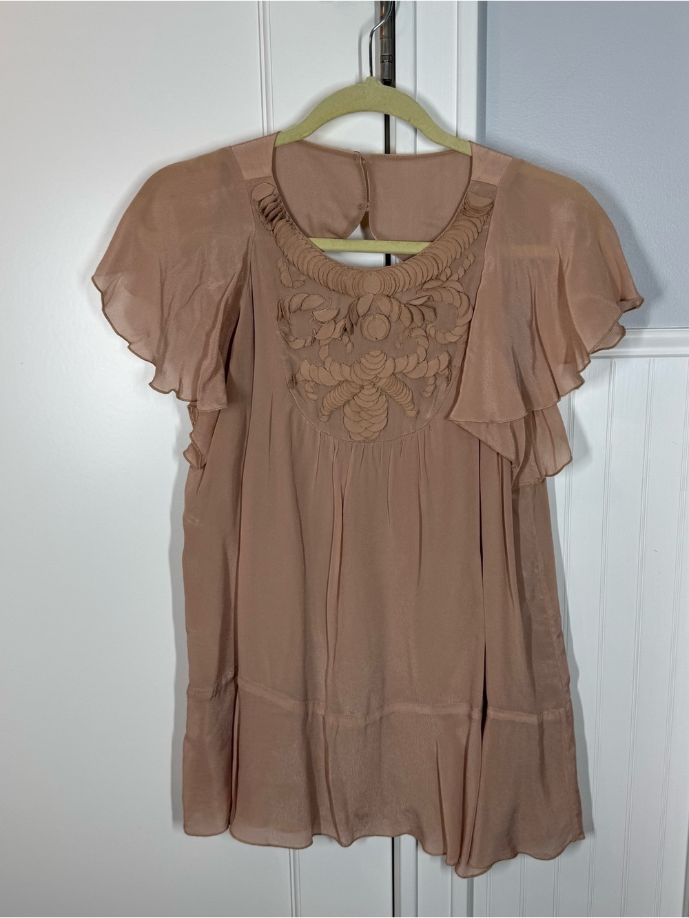 Anna Sui Sheer Blouse in Blush Pink size small delicate romantic feminine rayon